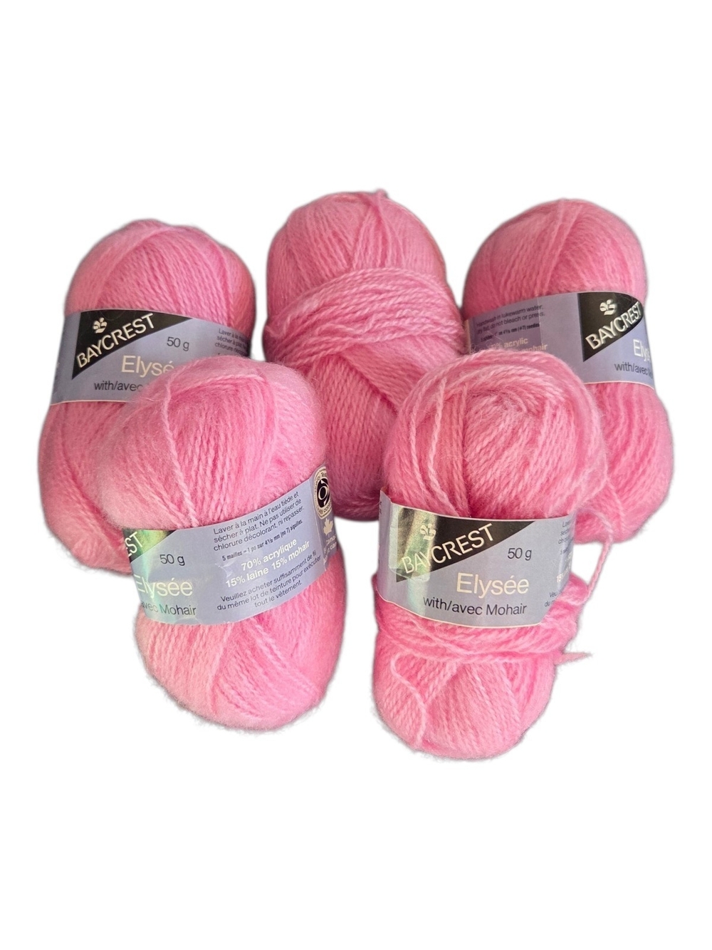 Baycrest Elysée Mohair Yarn - Pink 70% Acrylic  15% Wool  15% Mohair
